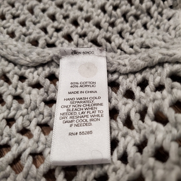 Express Gray Cardigan Open Knit Chunky Sweater Cotton Preppy Work Neutral Boho S - Picture 5 of 8